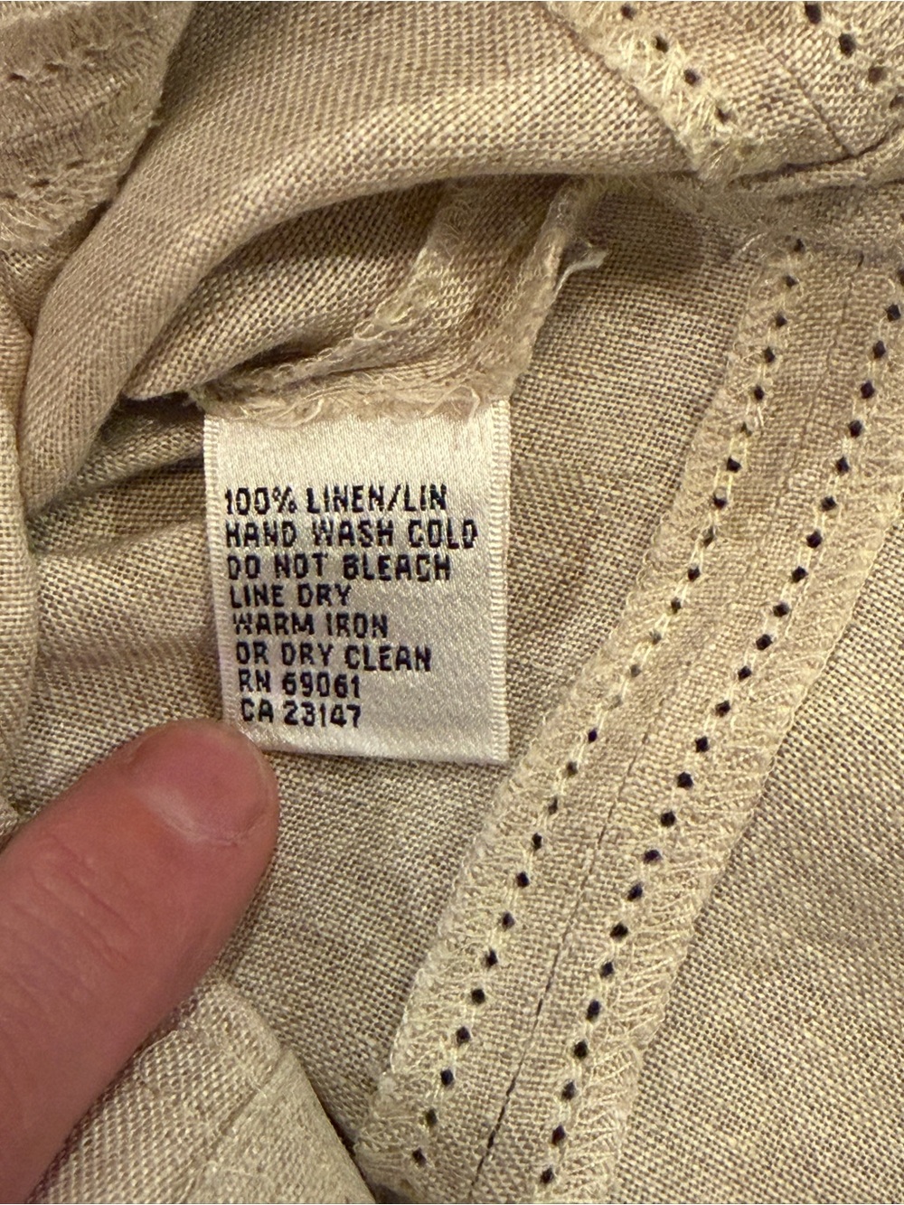 Talbots Neutral Beige Linen-Blend Button-Down Shirt - Picture 4 of 7